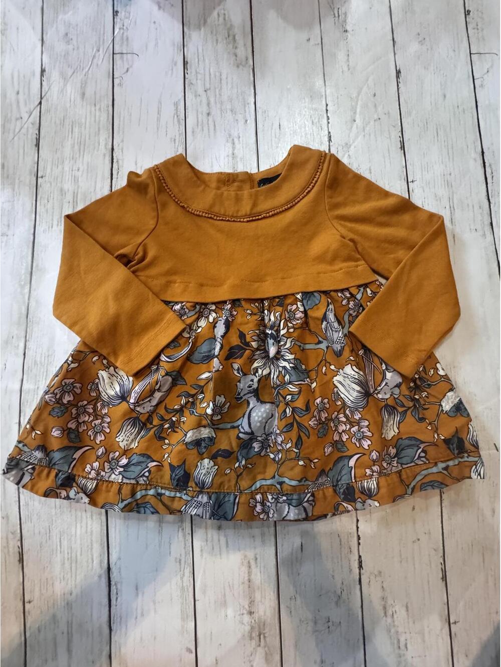 Cynthia Rowley Toddler Floral Dress 2T Mustard Woodland Boho